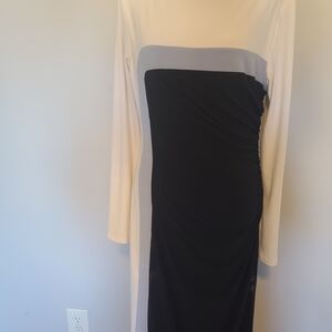 Ralph Lauren Navy blue and Cream Long Sleeve Dress